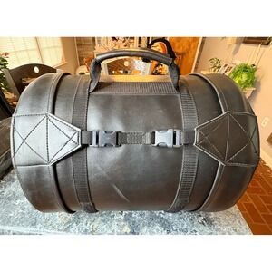 BikerFriend Motorcycle Sissy Bar Bag Black Barrel Tail Bag Rigid Backrest 15in